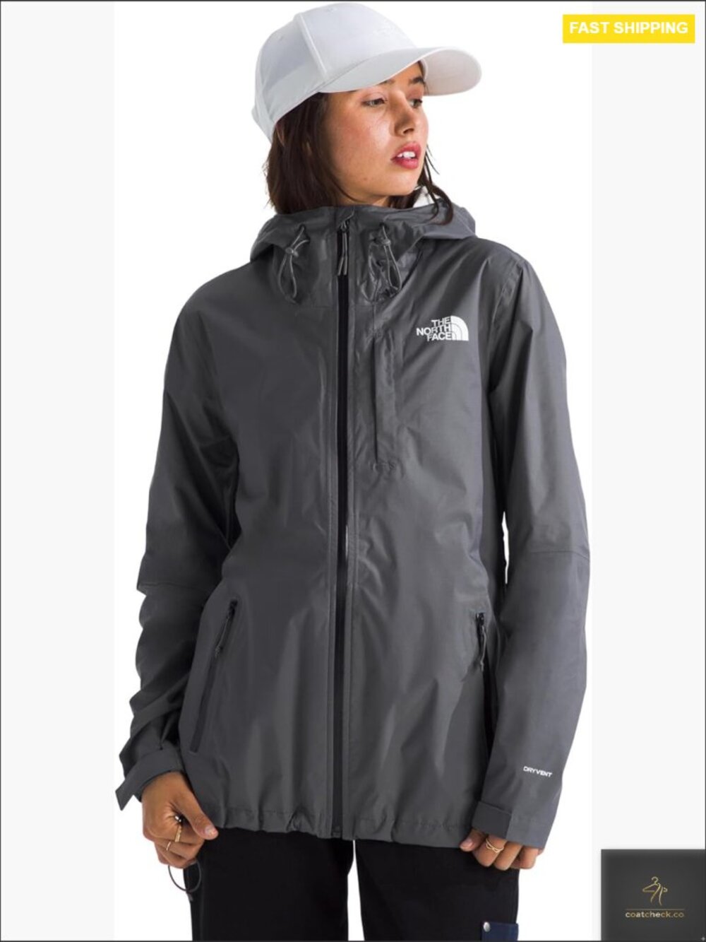 Waterproof Rain Jacket with Adjustable Hood Pit-Zip Venting Lightweight Nylon - Picture 1 of 7